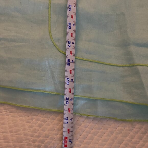 Soft Surroundings 100% Linen Canberra Tunic in turquoise w/ lime green trim - Picture 6 of 6